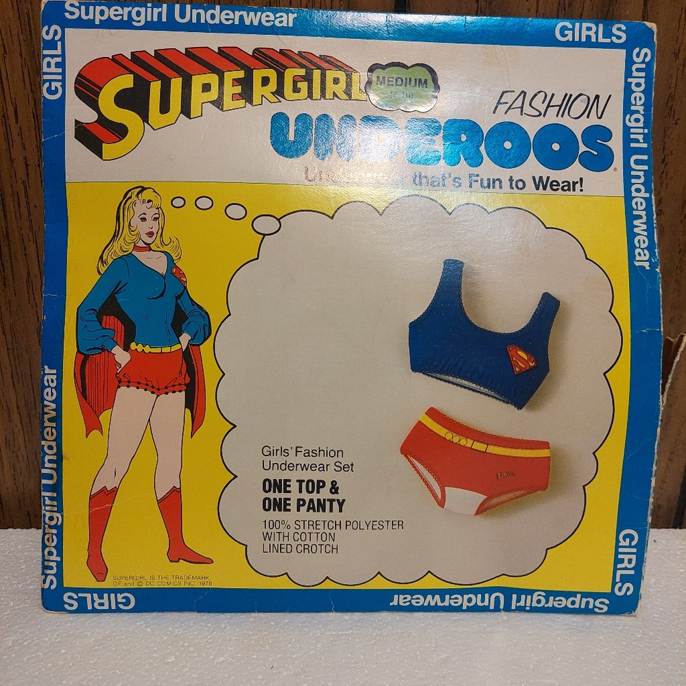 Supergirl Underoos 1978 New In Open Box  Girls Medium Vintage